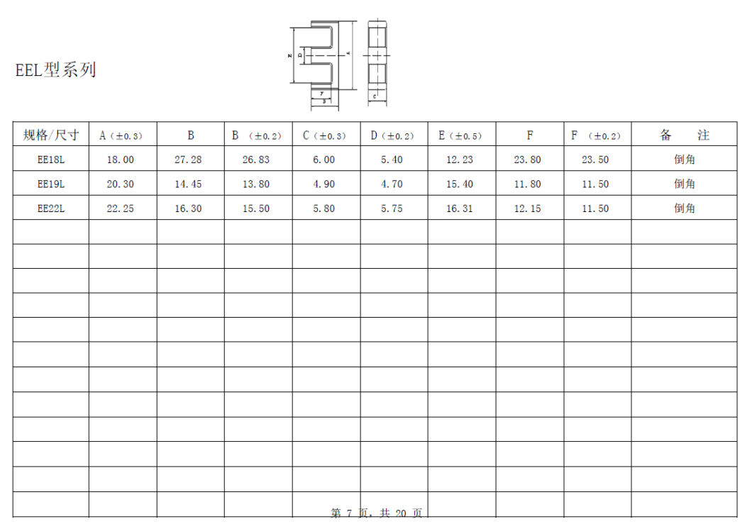 Ee18L PC40 Ferrite Magnet for Transformer