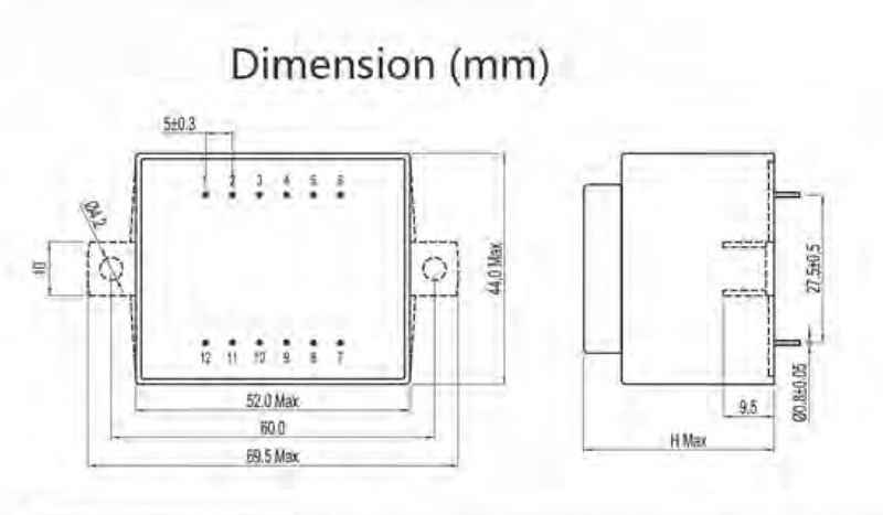 Encapsulated Transformer for Power Supply (EI48-16 8VA)